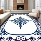 Classic Blue Floral Medallion Design Rug