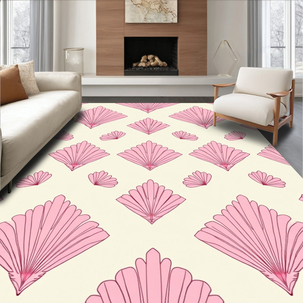 Pink Art Deco Fan Pattern Rug