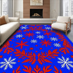 Crimson White Snowflake Blue Field Rug
