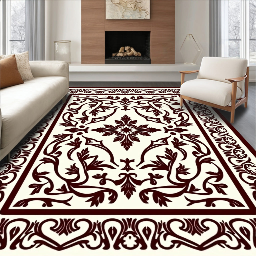 Ornate Vine Scrollwork Motif Rug