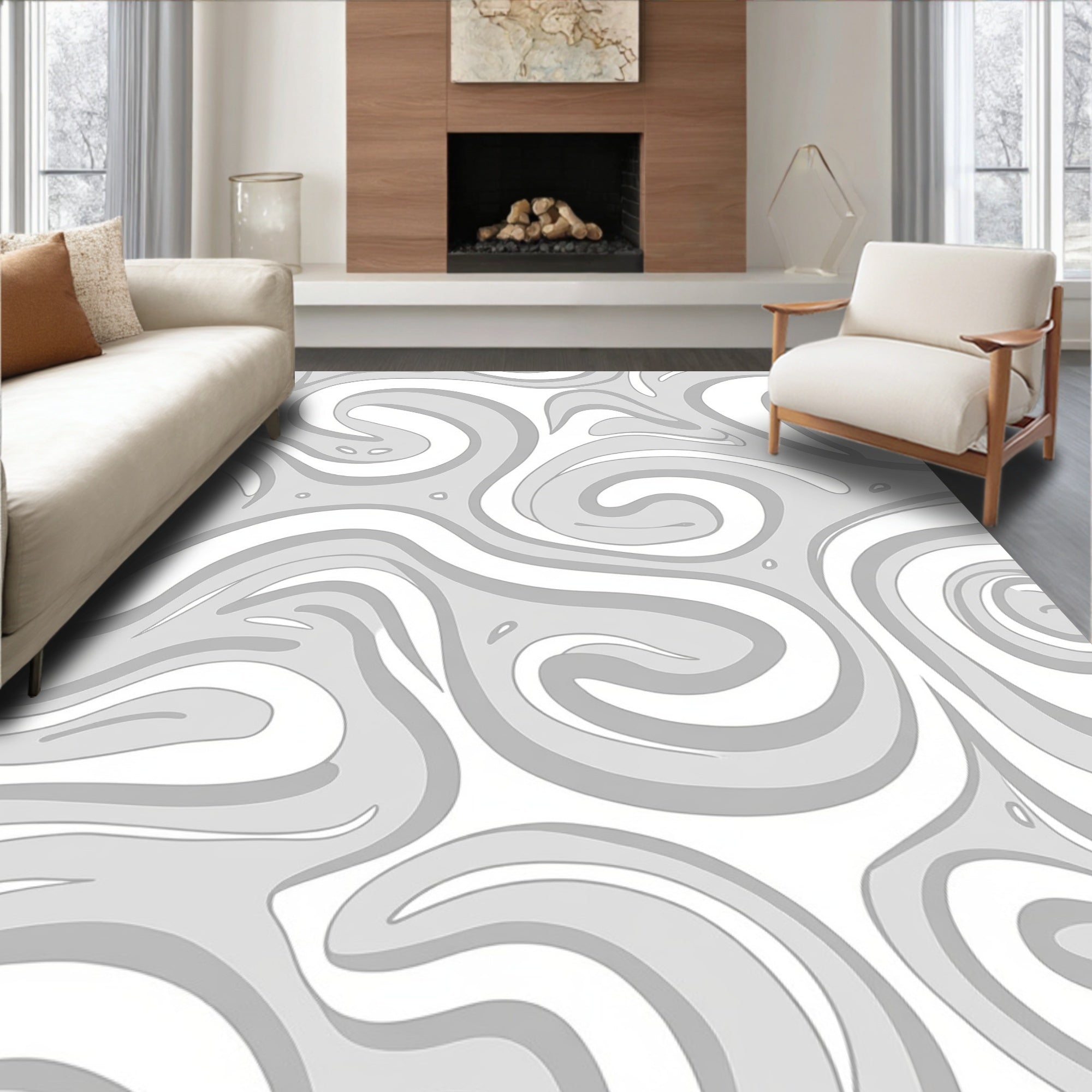 Abstract Swirls Art Decor Rug