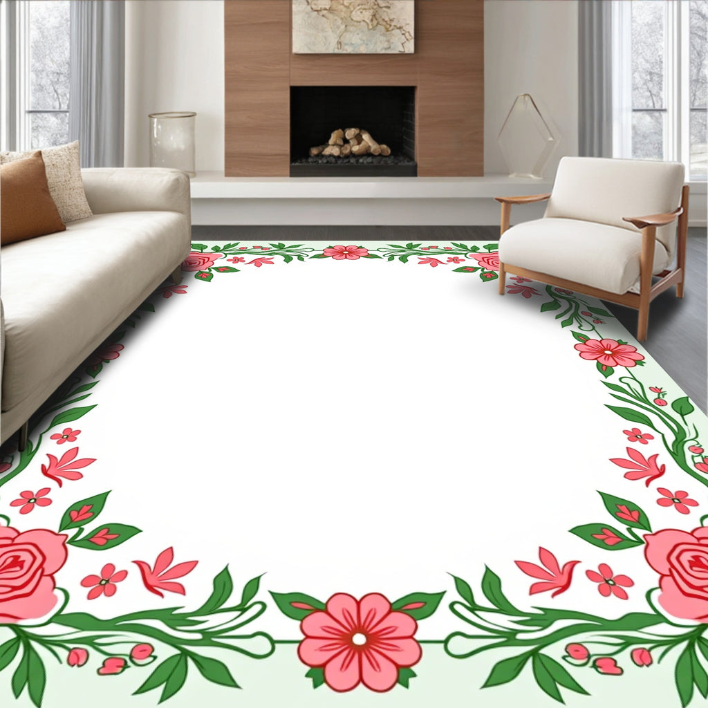 Floral Garland with Rose Accents Rug