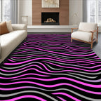 Hot Pink Gray Abstract Wave Rug