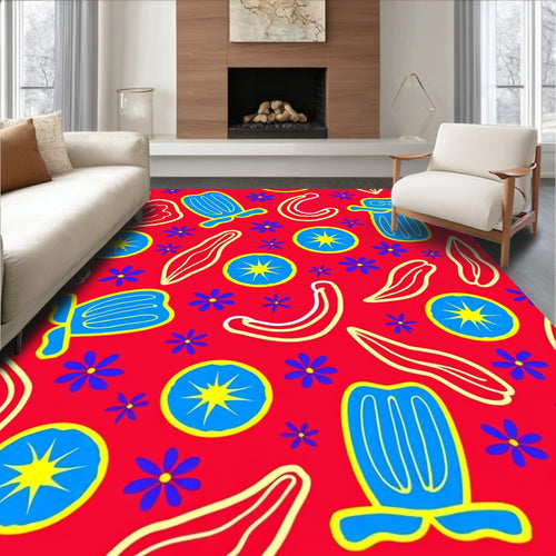 Abstract Floral Fun Shapes Rug
