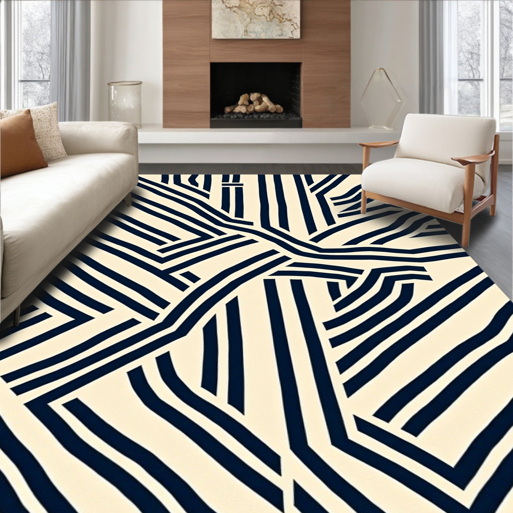Bold Intersecting Lines Abstract Rug