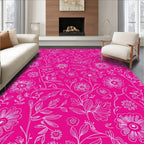 Orchid Fuchsia Floral Outline Rug