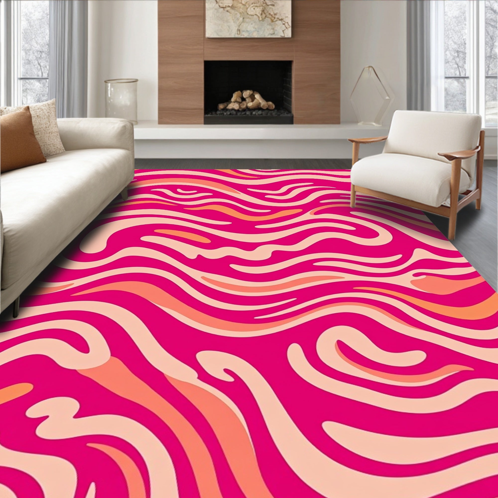 Vibrant Waves Abstract Pattern Rug