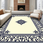 Classic Dark Blue Decorative Frame Rug