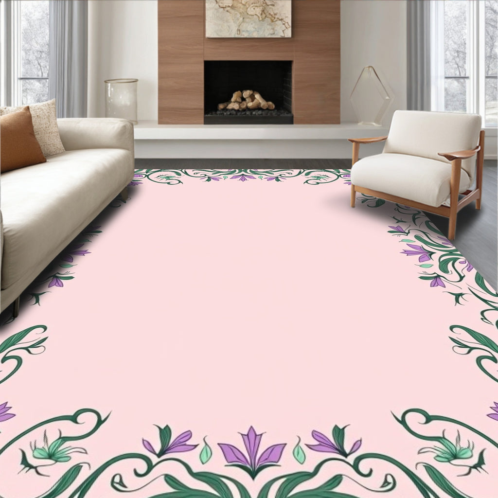 Floral Scrollwork Vintage Inspired Design Rug