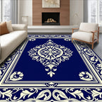 Classic Deep Blue Floral Medallion Rug