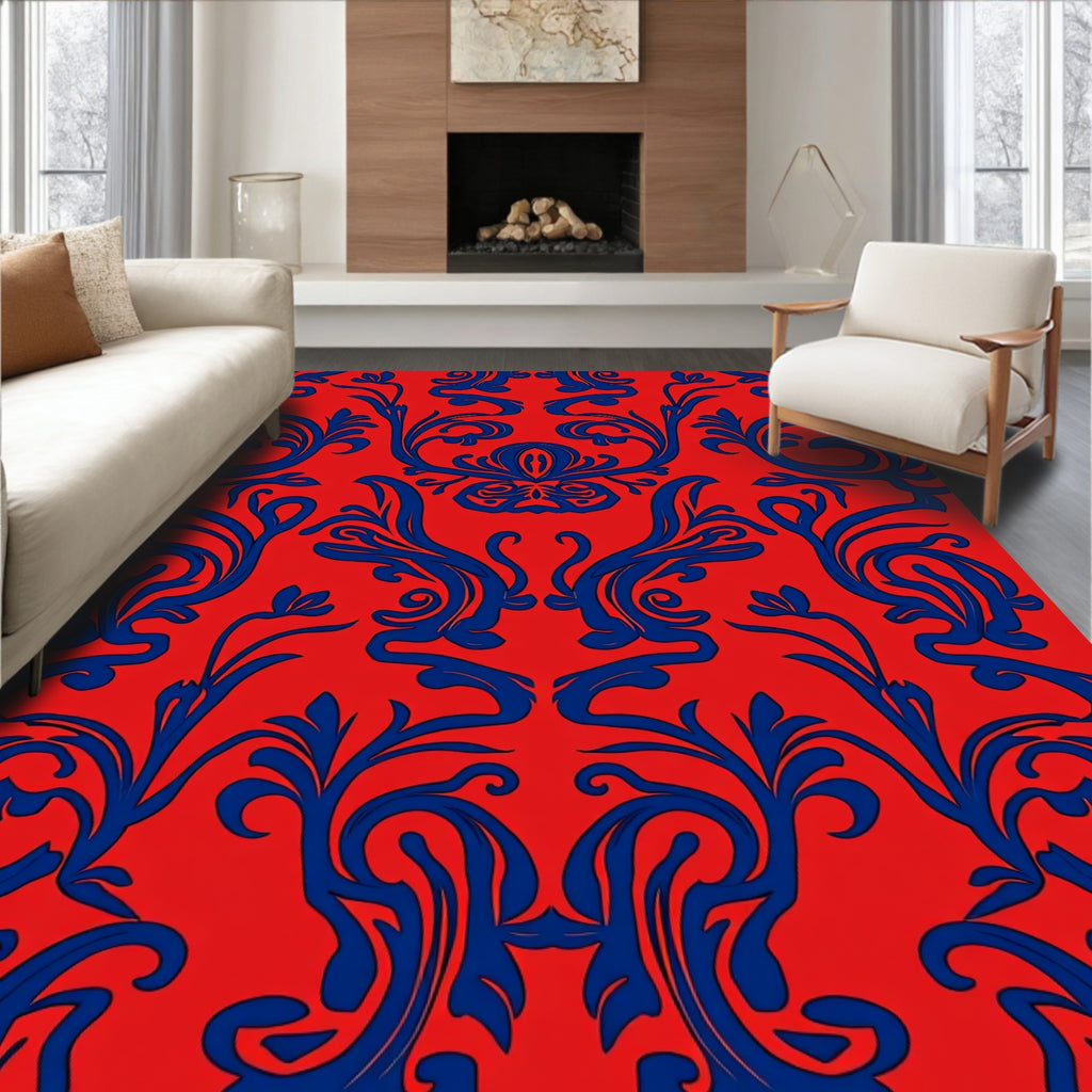 Bold Floral Swirl Pattern Rug