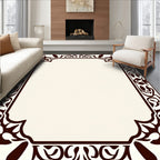 Ornate Floral Scrollwork Pattern Border Rug