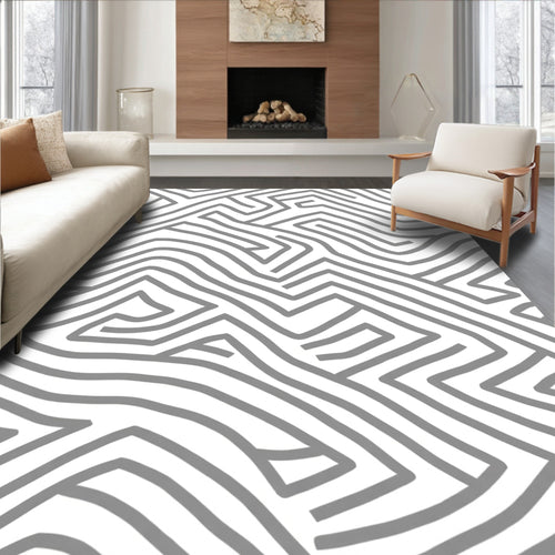 Abstract Labyrinth Geometric Pattern Rug