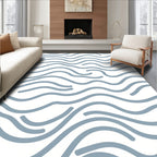 Serene Blue Line Flow Pattern Rug