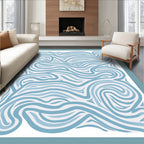 Abstract Blue Swirl Pattern Rug