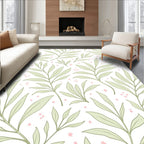 Delicate Leaf Pattern with Pink Accents Rug