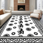 Bold Figures Circular Accents Geometric Border Rug