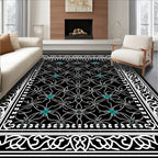 Interlocking Floral Pattern With Teal Accents Rug