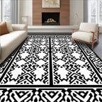 Bold Black and White Geometric Design Rug