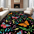 Vibrant Butterfly Floral Swirl Pattern Rug