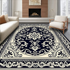 Intricate Floral Scroll Medallion Design Rug