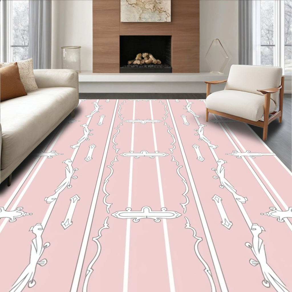 Decorative Pink Striped Classic Pattern Rug