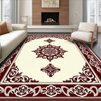Ornate Floral Medallion Border Design Rug
