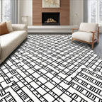 Interlocking Labyrinth Black and White Rug
