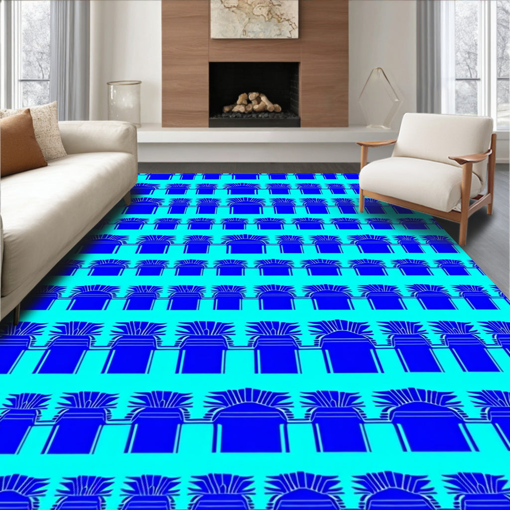 Blue Archway Stripe Pattern Rug