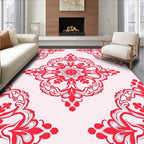 Red Floral Mandals Inspired Design Rug