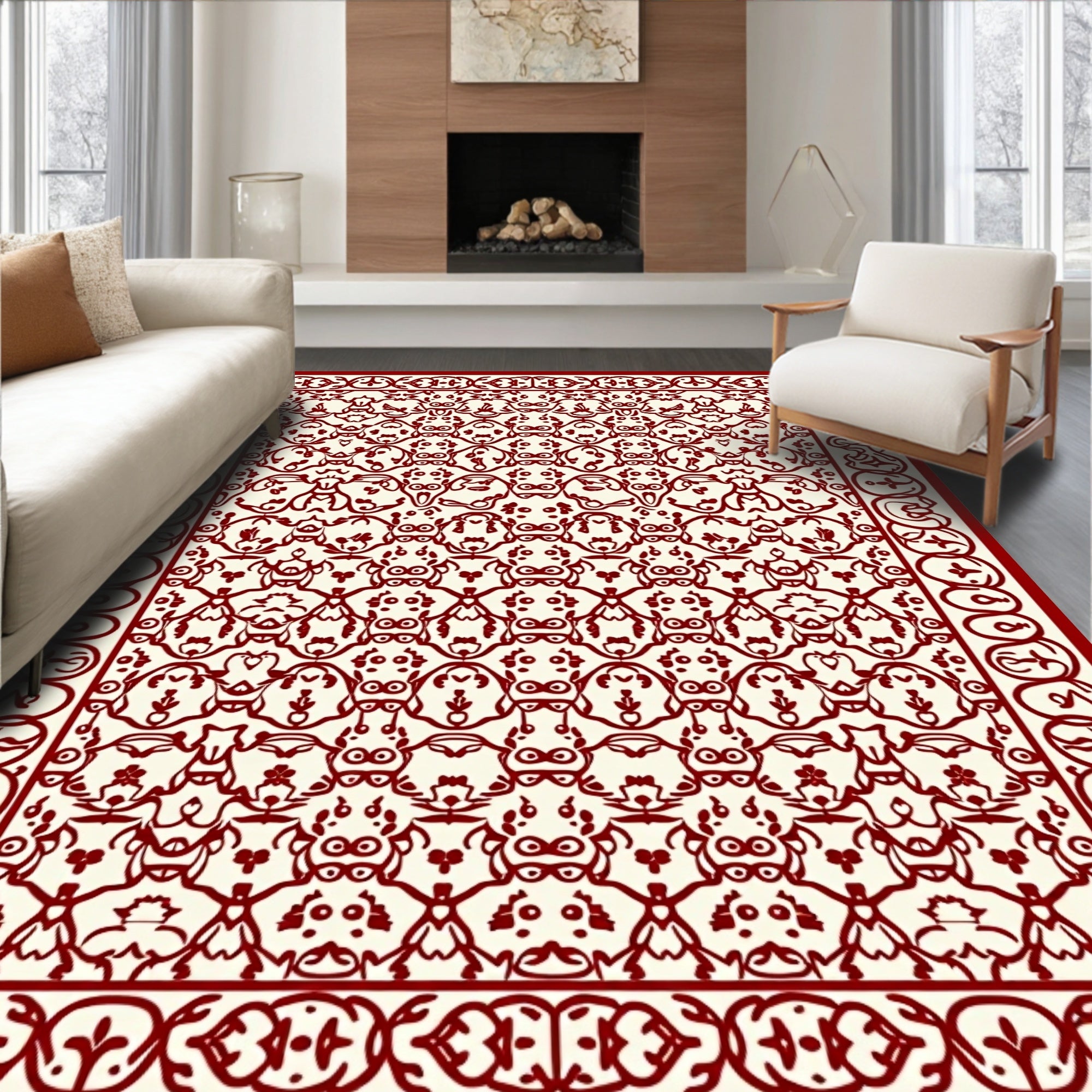 Intricate Floral Patterned Textile Design Rug