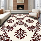 Dark Red Floral Damask Pattern Rug
