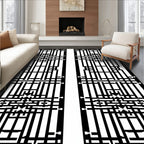 Black White Geometric Art Deco Rug