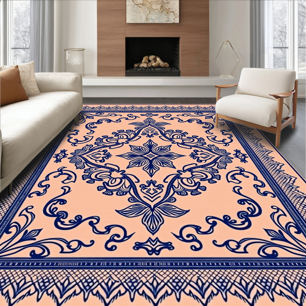Ornate Floral Scrollwork Patterned Rug