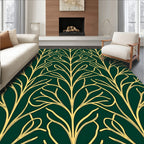 Art Nouveau Green gold Floral Pattern Rug