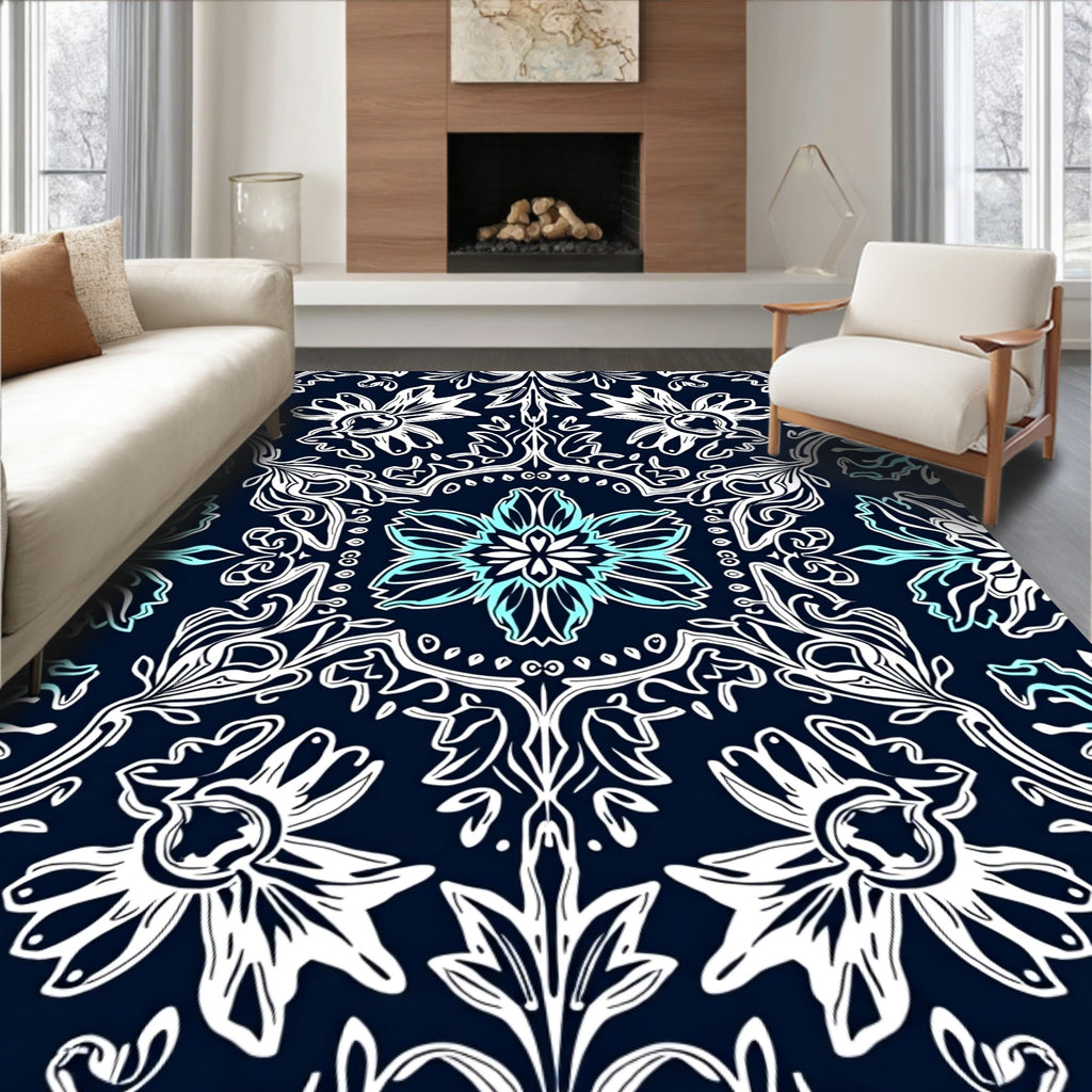 Modern Floral Outline Pattern Rug