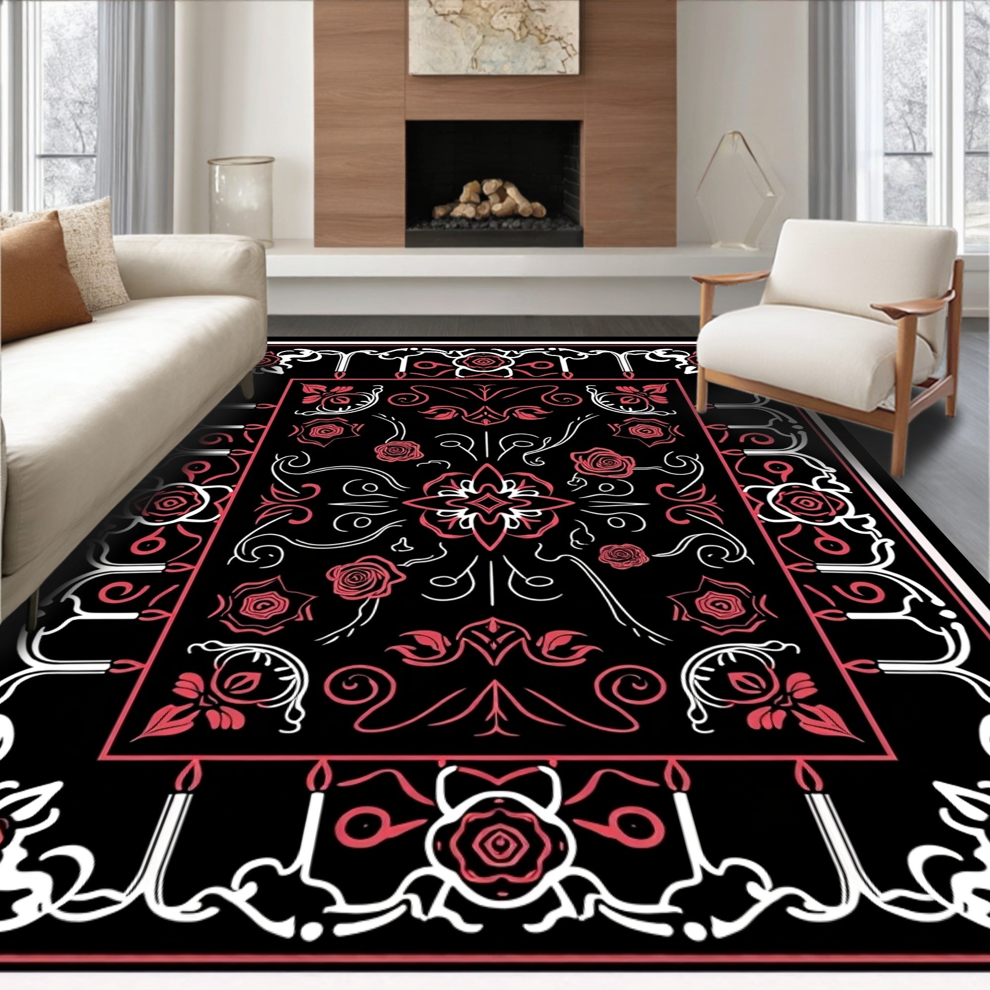 Gothic Rose Candle Ornament Rug
