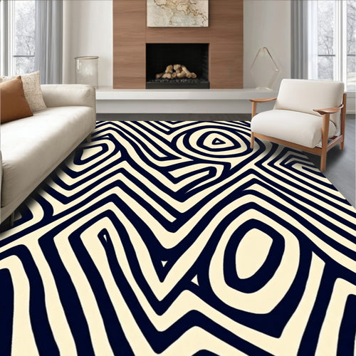 Abstract Maze Pattern Rug