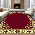 Ornate Flourish Floral Border Design Rug