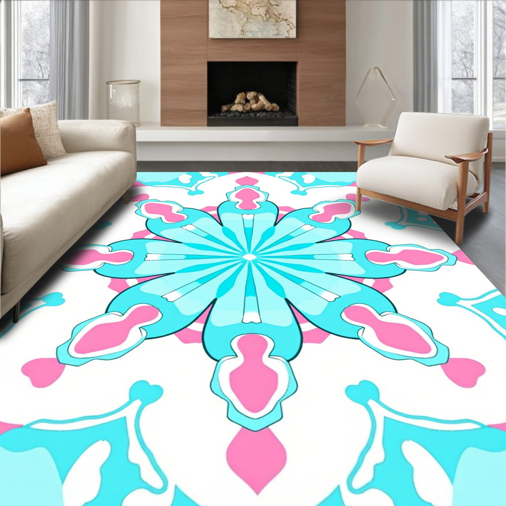 Pastel Petal Kaleidoscope Rug