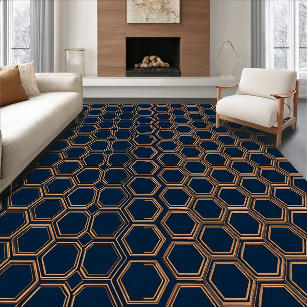Hexagonal Pattern Geometric Design Rug