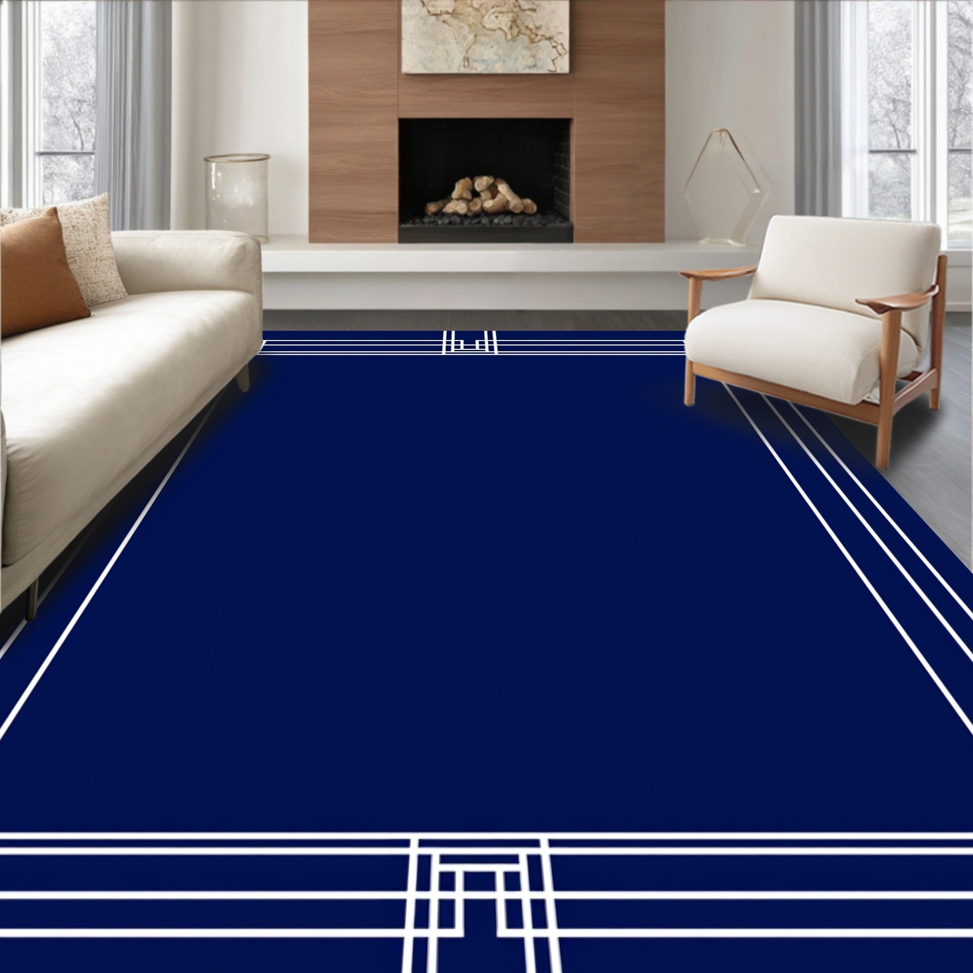 Classic Geometric Border Design Rug