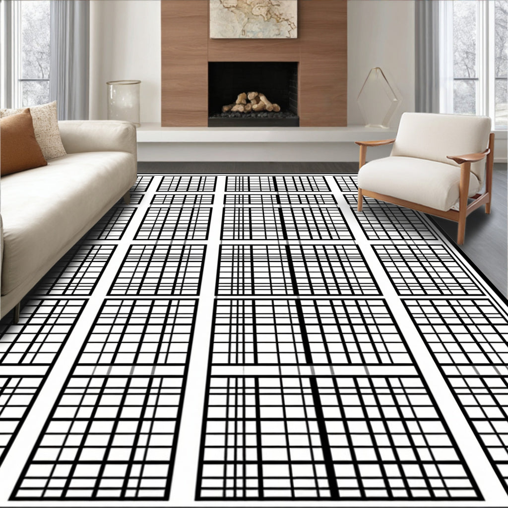 Modern Grid Pattern Design Rug