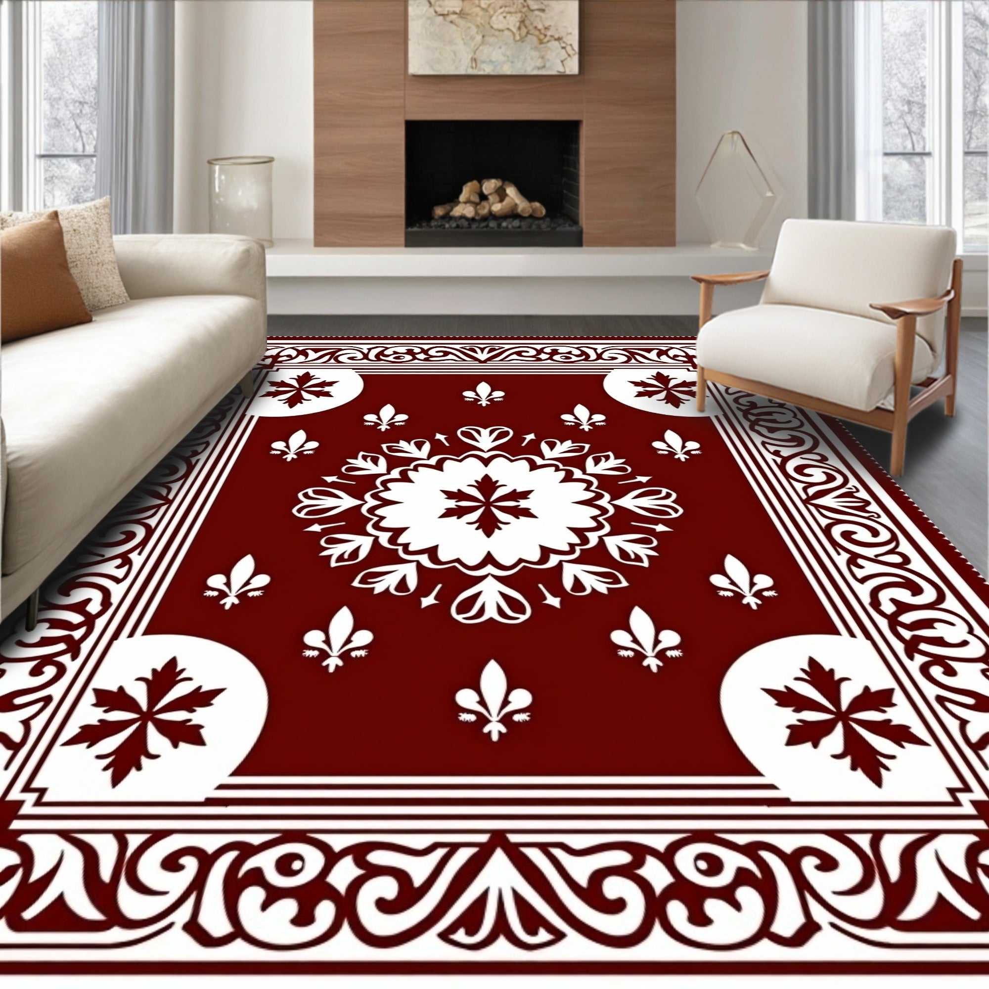 Regal Floral Bordered medallion Rug