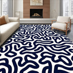 Abstract Navy Swirls Pattern Rug
