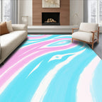 Abstract Wavy Blue Pink Strokes Rug