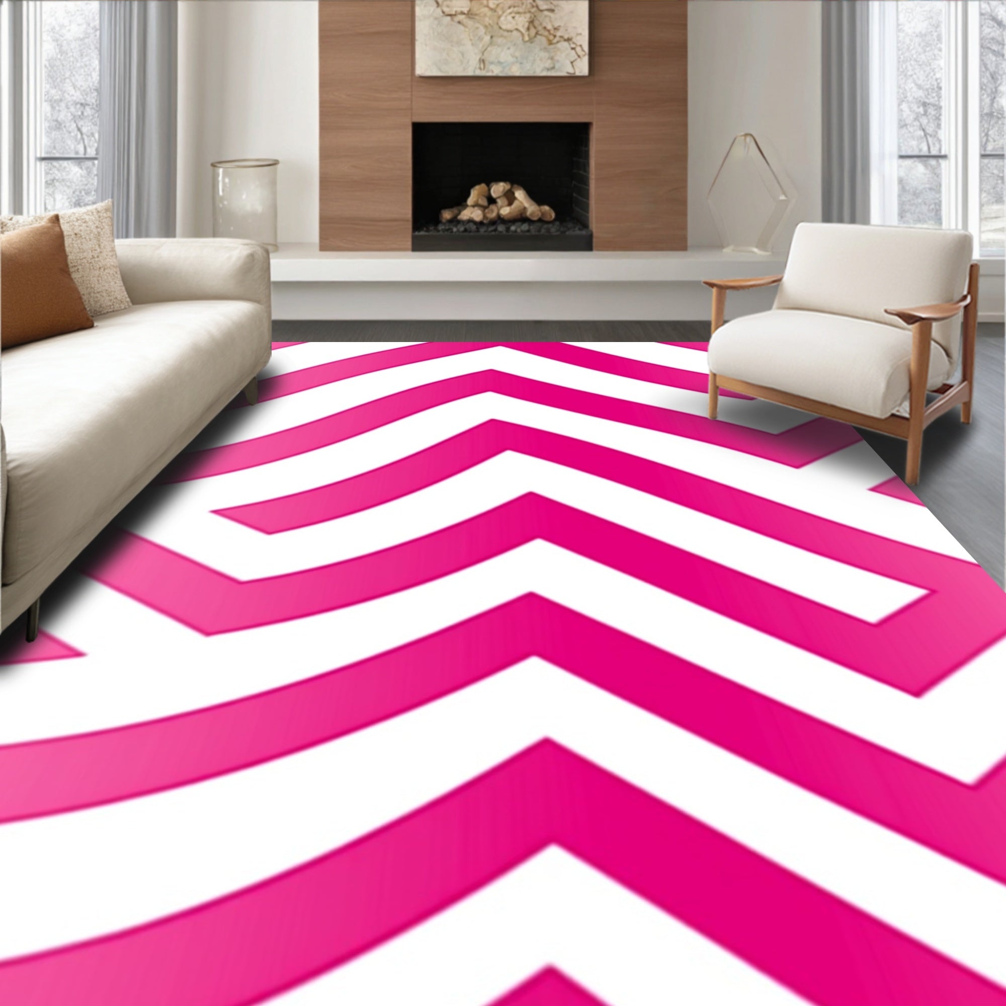 Bright Geometric Chevron Pattern Rug