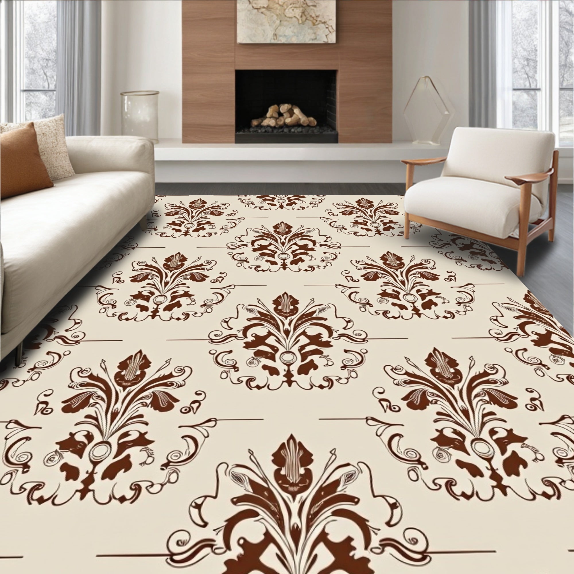 Classic Floral Scrollwork Pattern Rug