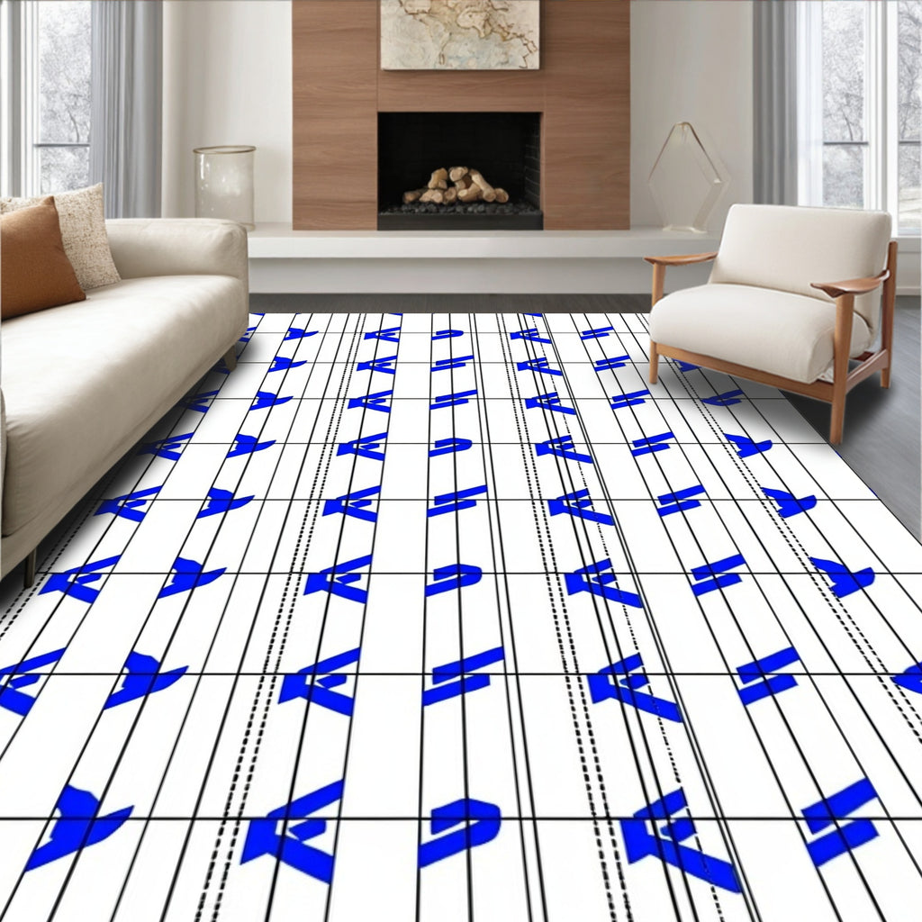 Bold Blue Abstract Stripe Design Rug