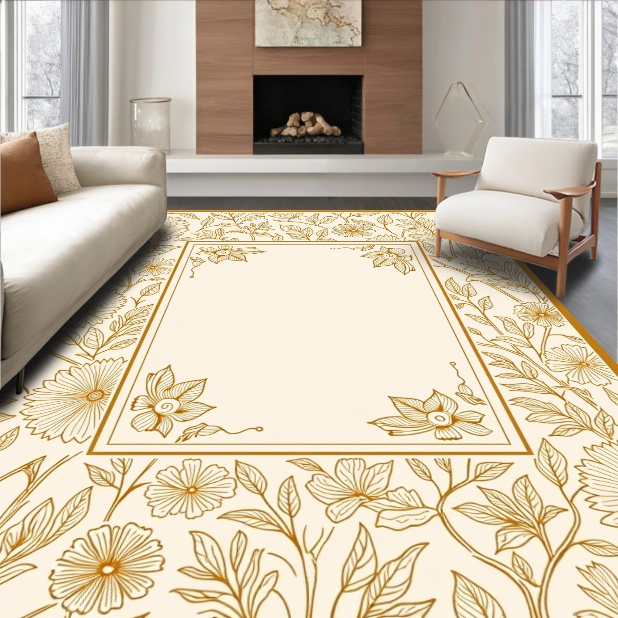 Antique Floral Vine Pattern Rug